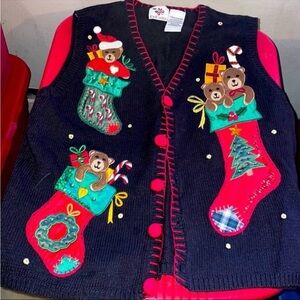 Nut Cracker Christmas Holiday Sweater Vest embroidered festive